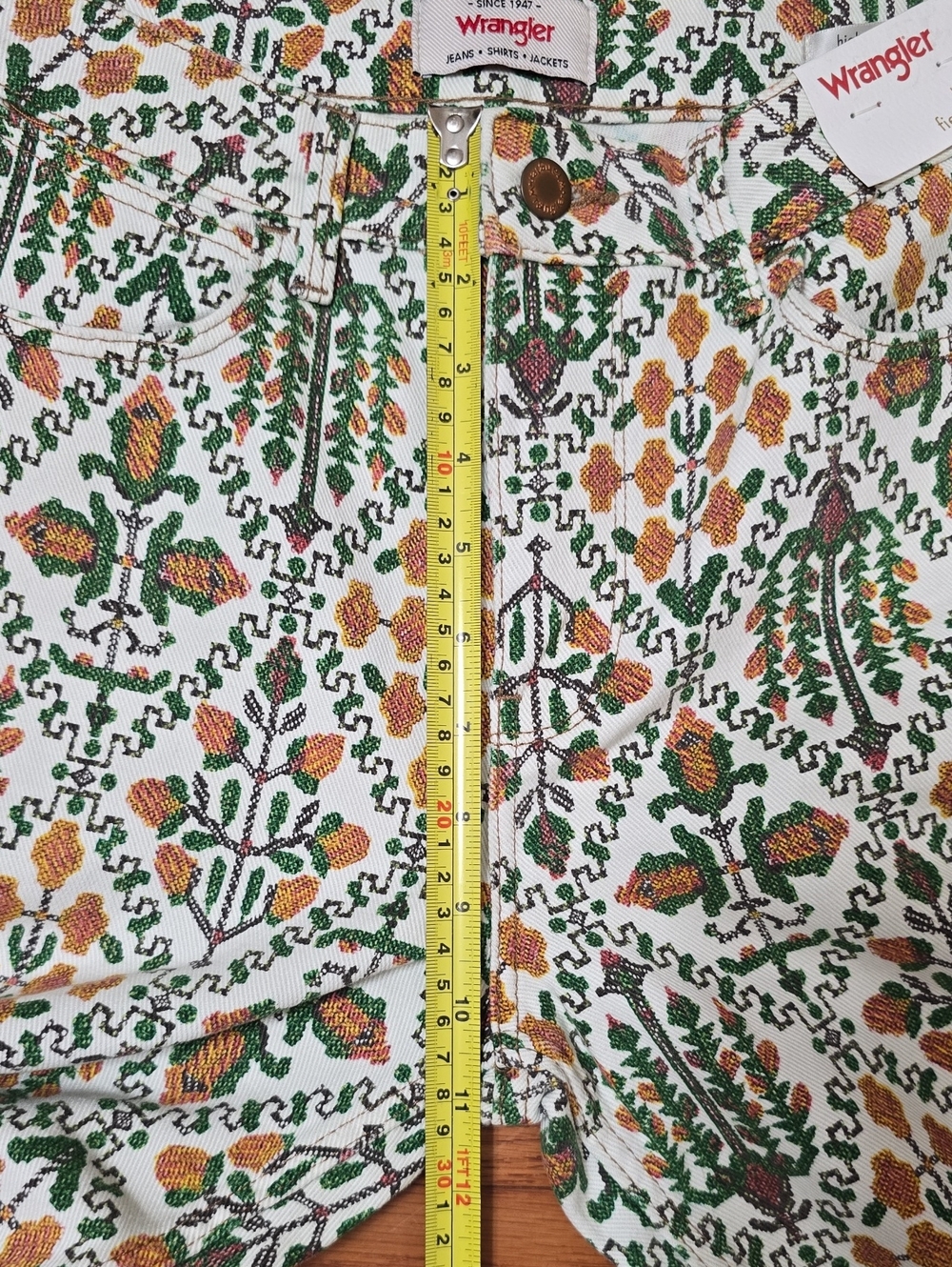 Wrangler High Rise Fierce Flare Jeans NWT 4x32 Floral Boho Western 70s Pants - Picture 14 of 16